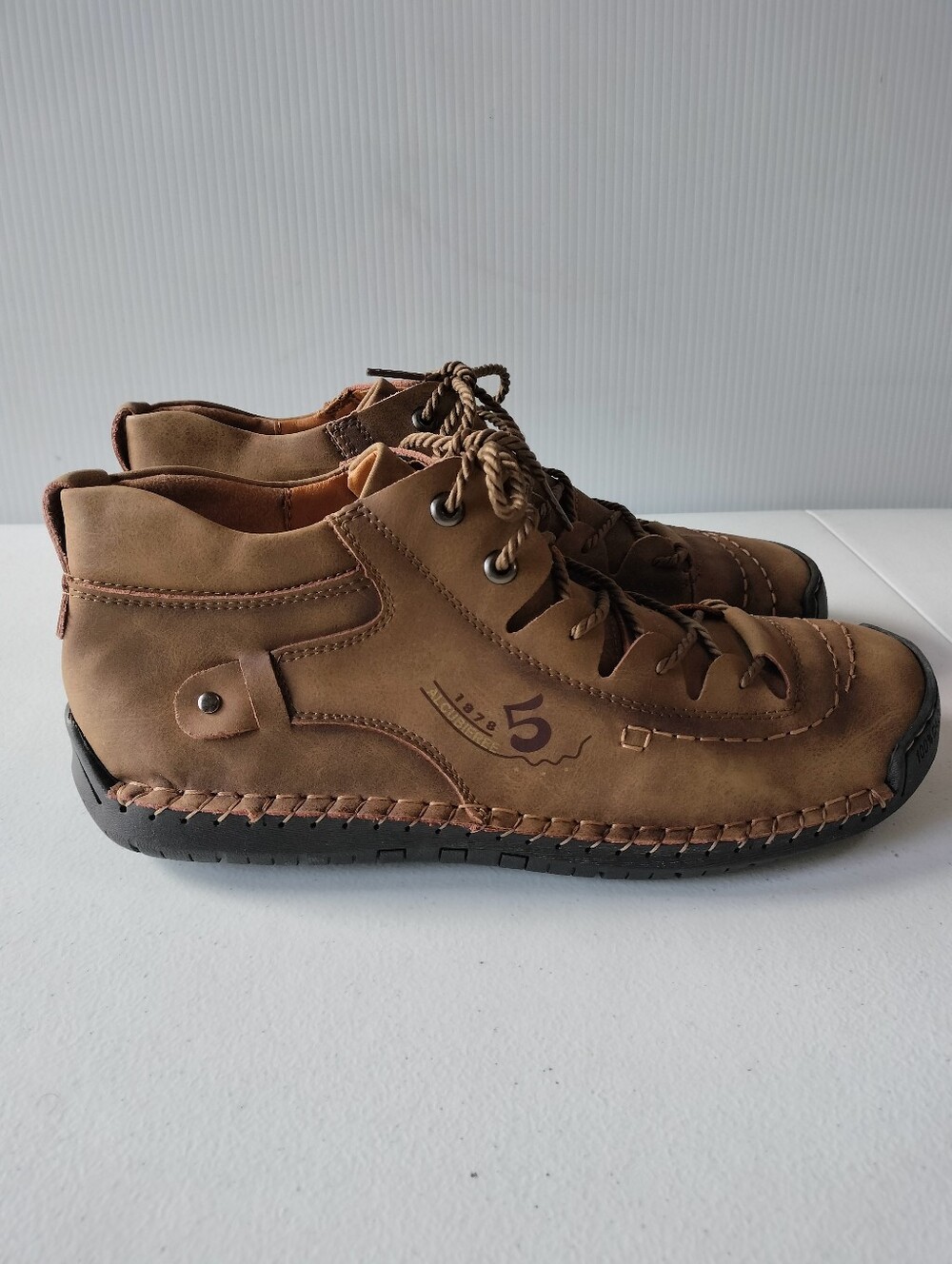 Alcubieree 1978 Mens Brown Leather Ankle Moccasin Loafers Shoes 13 Comfort